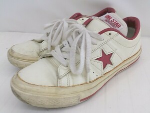 ◇ converse コンバース ONE STAR OX1C1257 スニーカー シューズ サイズ24cm ホワイト系 レッド系 レディース P