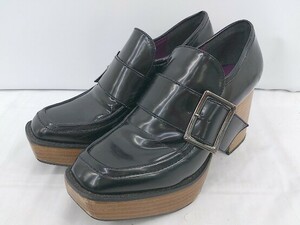 * JEANASIS Jeanasis square tu tea n key heel Loafer shoes size L black lady's E