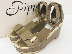 * Pippipipi Wedge подошва лодыжка ремешок сандалии 35 1/2 Brown женский 