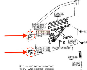 【 在庫僅か トヨタ 純正 】 AE86 トレノ レビン 用 ドアヒンジ 左右 ヒンジ 4点セット