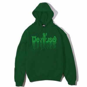 新品未開封 サイズL グリーン deviluse Logo Blood Hooded パーカー