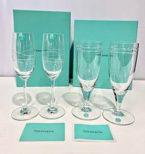 蘇さ(SlY28)　洋食器　ティファニー　TIFFANY＆Co.　シャンパングラス ペアグラス　おまとめ　箱付き　中古品　100サイズ