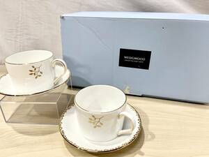 蘇さ(MtY1505)　ウェッジウッド　Wedgwood　VERA WANG gilded leaf 　カップ＆ソーサー　おまとめ　中古品　100サイズ