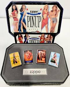 蘇さ(SlY27)　ZIPPO　オイルライター　ピンナップガール ジッポ SEASONS PINUP Girls 1996年　缶入り　中古品　80サイズ