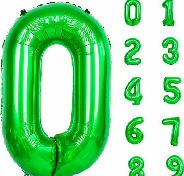 数字バルーン 0 緑 グリーン 大きい 80cm 0歳 新生児 0ヶ月 パーティ 記念日