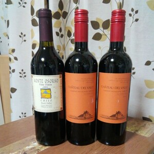 未開栓　モンテ・オソルノ　Tinto 2004年750ml シャトー・デル・バジェ　2014年750ml2本　チリワイン3本セット