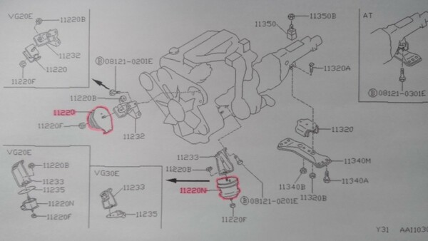 Y31セドリック・グロリア (87.6~VG20DET車) 純正エンジンマウント左右１台分 未使用新品