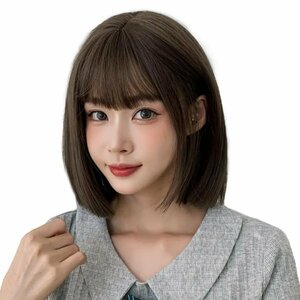 ダークブラウン ウィッグ ボブ レディース 医療用 ショート 女装 ウィッグネット かつら 小顔 女性用