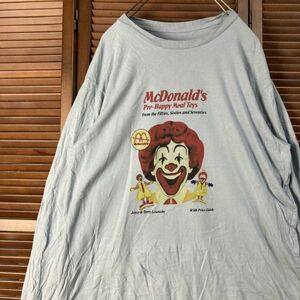 ABPN 1スタ 水色 キャラ 長袖 Tシャツ ドナルド マクドナルド レトロ 長袖 90s 00s ビンテージ 古着 ベール 卸 仕入れ