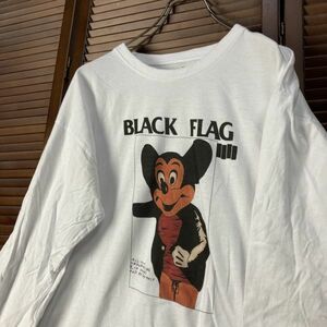 ABTX 1スタ 白 バンド 長袖 Tシャツ ブラックフラッグ BLACKFLAG ミッキー 長袖 90s 00s ビンテージ 古着 卸