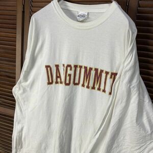 ABUW 1スタ 白 長袖 Tシャツ カレッジ DADGUMMIT 大学 長袖 90s 00s ビンテージ アメリカ 古着 ベール 卸