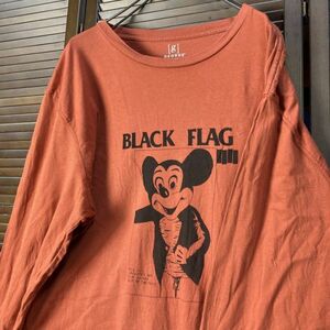 ABWW 1スタ オレンジ ミッキー 長袖 Tシャツ ブラックフラッグ BLACK FLAG 90s 00s ビンテージ 古着 卸 仕入れ