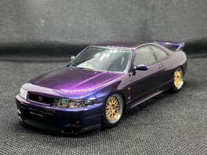 アオシマ1/32ザ・スナップキットシリーズ　ニッサンR33スカイラインGT-Rカスタムホイール　マジョーラ風塗装済み・完成品