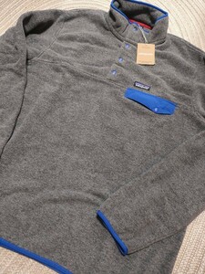 新品 定価18700 patagonia パタゴニア ライトウェイト シンチラ スナップ T プルオーバー L グレー ブルー 青 フリース ジャケット メンズ