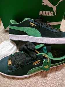  new goods regular price 13200 PUMA SUEDE ARCHIVE suede 29cm green black green black natural leather leather retro Puma sneakers men's 
