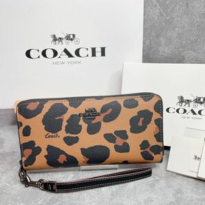 コーチ　coach ヒョウ柄　レディース　ストラップ付き　長財布　未使用品