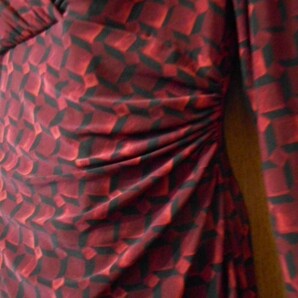 ～ラルフローレン★ストレッチドレス4 カシュクールワンピース 深い赤×黒 シックでエレガントの画像6