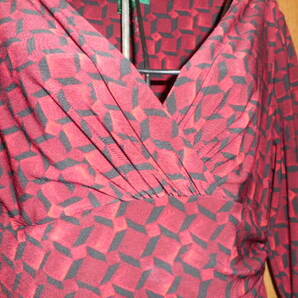 ～ラルフローレン★ストレッチドレス4 カシュクールワンピース 深い赤×黒 シックでエレガントの画像4