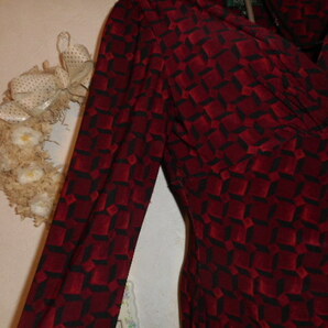 ～ラルフローレン★ストレッチドレス4 カシュクールワンピース 深い赤×黒 シックでエレガントの画像5
