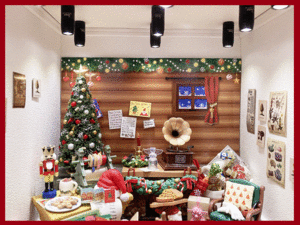●１・【クリスマス・ミニチュア・ドールハウス】埃よけアクリルカバー・照明付き