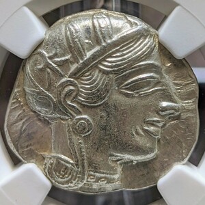 【アテナの涙】ギリシャ テトラドラクマ銀貨 フクロウ アテナ 紀元前 440-404 NGC Ch AU Strike 5/5 Surface 4/5 アンティーク コイン