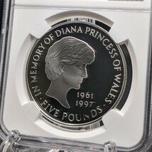 【1円スタート】1999年 イギリス ダイアナ元妃追悼 銀貨 5ポンド NGC PF69 ウルトラカメオPCGS 現物資産 アンティーク モダンコイン 箱完品_画像7