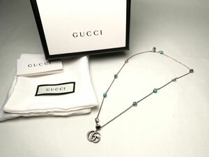 極美品　 GUCCI グッチ ネックレス 527399 J8474 8517 ダブルG マザーオブパール エイジング加工 レジン トパーズ Ag925/SV925