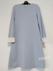 ☆【即決送料無料】FOXEYフォクシー長袖ニットワンピース2021年LETTER　Fソフィブルー希少42☆