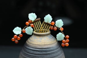 .( ornamental hairpin ).. hair ornament {f suspension Gris }2 point set 