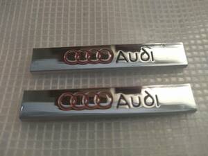 【送料込】AUDI(アウディ) エンブレムプレート 縦1.0cm×横6.0cm　2枚組　金属製　