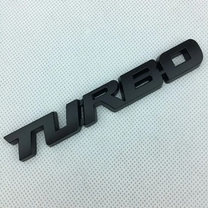 【送料込】TURBO(ターボ) 3Dエンブレム 両面テープ マットブラック 金属製