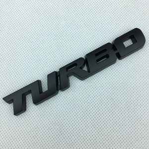 【送料込】TURBO(ターボ) 3Dエンブレム 両面テープ マットブラック 金属製　