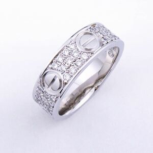 Подлинное карьера WG Love Ring Pave Diamond #49 9 K18 Белое золото