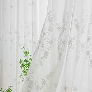 【2枚入り】（横幅150cm×193cm) Ponoa(ポノア) 刺繍 花柄 レースカーテン おしゃれ かわいい 西洋風 北欧 ヨーロッパ風 花ボイルの画像7