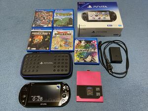 ソニー PSVITA WiFiモデル BLACK ケース メモリーカード3枚 ソフト6枚 充電ケーブル一部欠品 FF9 グラディウス入り