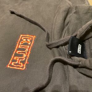 KITH フレイム ボックスロゴ パーカー フーディー エスプレッソ ダークブラウンS