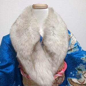 FOX fox fur white series shawl muffler stole real fur coming-of-age ceremony long-sleeved kimono Western-style clothes kimono Japanese clothes WHITE ③