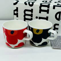 ★marimekko★新品 箱入 マリメッコ ウニッコ 赤&黒 コーヒーカップ 可愛い 2個セット★珈琲 紅茶 6,600円 UNIKKO ペア_画像1