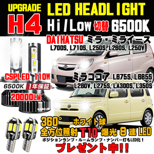 ダイハツ ミラ ミライース ココア ハロゲンからの明るさ300％アップ！新型CSP LEDヘッドライトバルブ 20000ルメーン 車検対応 Hi/Lo 保証付