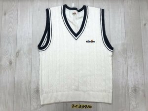 ellesse エレッセ メンズ ケーブル Vネック ニットベスト M 白