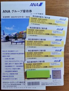 最新 ANA 株主優待券5枚セット グループ優待券付き　ネコポス送料無料