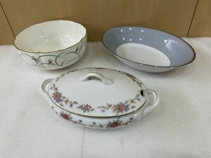 RM6627 NARUMI ナルミ China ボーンチャイナ 蓋付き皿　オーバルボウル 白 花柄 香蘭社 深皿 PLATINUM 1227