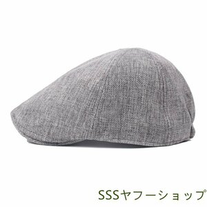 レトロ ハンチング ハット 帽子 ベレー帽 メンズ レディース グレー 無地 頭囲56~58cm