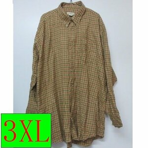 Foxfire 長袖シャツ　ネルシャツ　3XL 　茶系　BIG　大きい　ボタンダウン　アウトドア　アメカジ古着　sy3898