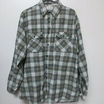 USA製　MENS STORE 長袖シャツ　ネルシャツ　XL　緑系　大きい　BIG　襟芯入り　アウトドア　アメカジ古着　sy3916_画像1