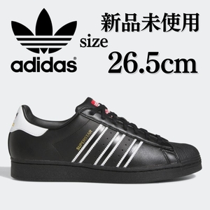 新品未使用 adidas 26.5cm アディダス オリジナルス SUPER STAR スーパースター スニーカー ブラック 黒 箱有 天然皮革 レザー 国内正規品