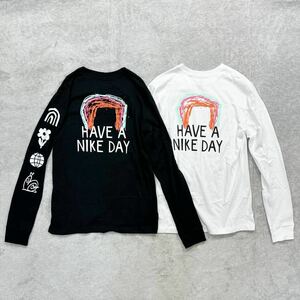 【格安送料】新品未使用 NIKE XLサイズ ナイキ 長袖 ロンT Tシャツ トップス ブラック 黒 ホワイト 白 2枚セット 人気 ロゴ 国内正規品