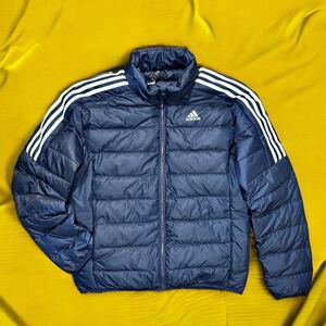 【格安送料】新品未使用 XLサイズ adidas アディダス ダウン ジャケット 防寒 保温 ダウン80% フェザー20% 3ストライプ アウター 正規品