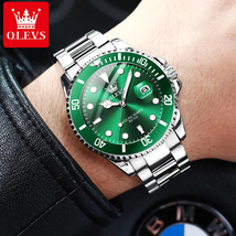 Olevs トップブランド 高級 クォーツ 時計 防水 腕時計 ファッション カジュアル ギフト用 グリーン カップル時計 ペアウォッチ_画像3