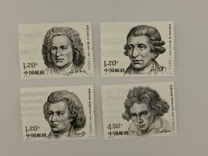 中国切手　2010年　2010-19J 外国の音楽家　4種　未使用　バッハ　ハイドン　モーツァルト　ベートーベン　中国郵政　切手